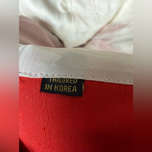 Vintage Red Silk-Blend Blazer Women’s Tailored Jacket Made in Korea size L - Picture 4 of 8